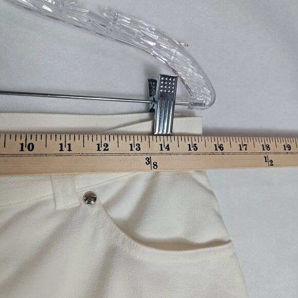 Escada Women's Large Off White Cotton Cropped Pants Size 12 Size 42 Large  #914 - Picture 9 of 9